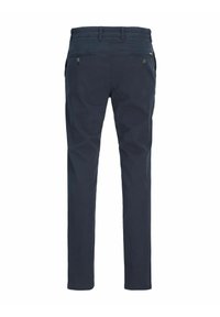 Marineblaue Chinos aus Baumwollgewebe mit slim fit, Gesäßtaschen mit Knopfverschluss und breitem Bund.
