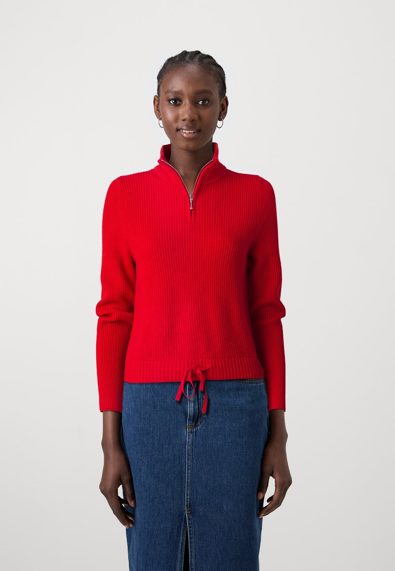 ONLY ONLFIA ZIP HIGHNECK  - Pulover - red