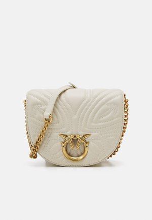 Pinko LOVE ROUND CLICK MINI - Τσάντα χιαστί - bianco seta/antique gold-coloured