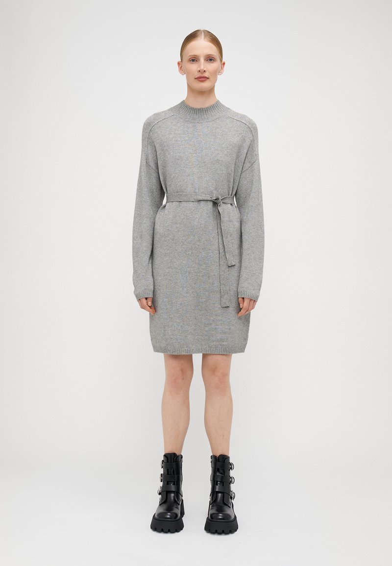 ONLY Tall ONLLEVA BELT DRESS - Jumper dress - medium grey melange/mottled  grey - Zalando.co.uk