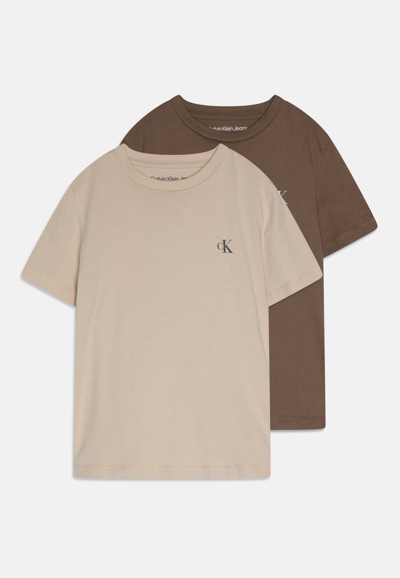 Calvin Klein Jeans MONOGRAM UNISEX 2 PACK - Osnovna majica kratkih rukava - shitake/ classic beige