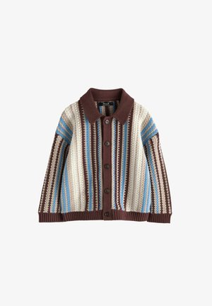 Next, REGULAR FIT - BUTTON THROUGH KNITTED POLO SHIRT - Kardigan - blue brown