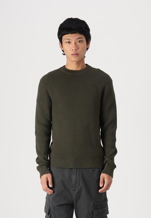SLHTHEO  STRUCTURE CREW NECK - Striktrøje - forest night