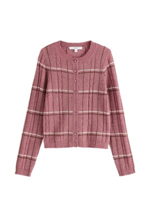 Next, REGULAR FIT - SHEER KNIT LONG SLEEVE CO-ORD CARDIGAN - Kardigán - mauve pink check