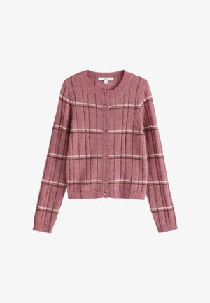 Next, REGULAR FIT - SHEER KNIT LONG SLEEVE CO-ORD CARDIGAN - Cardigan - mauve pink check