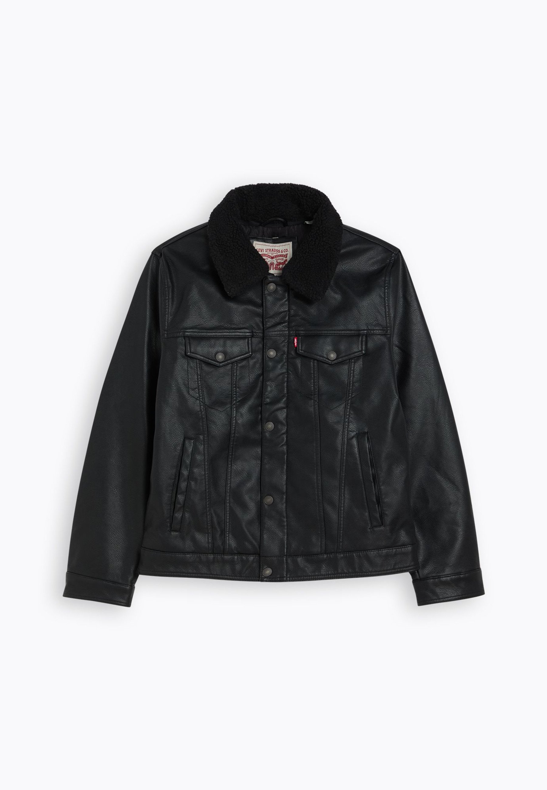 Levi's® TRUCKER COLLAR - Faux leather jacket - black - Zalando.co.uk