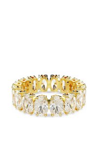 Anello eterne in oro con grandi gemme ovali chiare disposte uniformemente attorno alla fascia.