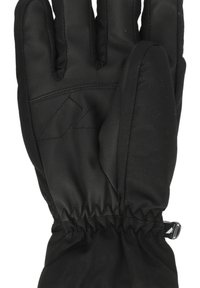 Svarta isolerade handskar med en texturerad handflata, elastisk handledsmanchett och ett säkert justerbart spänne för en tät passform.
