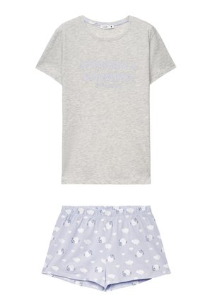 Terranova, SET PIGIAMA CON T-SHIRT CON SCRITTA E PANTALONCINI FANTASIA - Pigiama - grigio chiaro melange