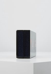 Black storage box with shiny navy glitter finish, featuring playing card suit designs in red and white. Rectangular shape, smooth texture.