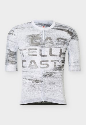 Castelli STRATUS LOGO - Dviratininko marškinėliai - white/smoky gray
