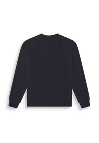 Sudadera de color navy con escote redondeado, mangas largas y puños de canalé. Fabricada con tela suave; presenta un diseño liso sin adornos.