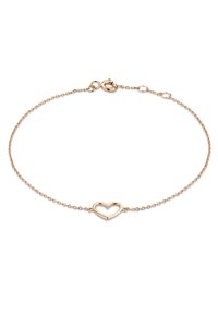 Roze gouden armband met een delicate ketting en een hartvormige bedel in het midden. Voorzien van een veilige karabijnhaak en fijne schakels.