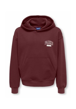 Sweat à capuche marron avec poche avant et texte blanc "PARKS GALLERY" sur la poitrine gauche, manches longues et poignets et ourlet côtelés.