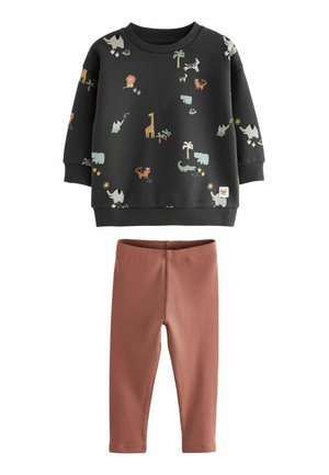 ALL OVER AND SET - REGULAR FIT - Sweatshirt - black brown safari