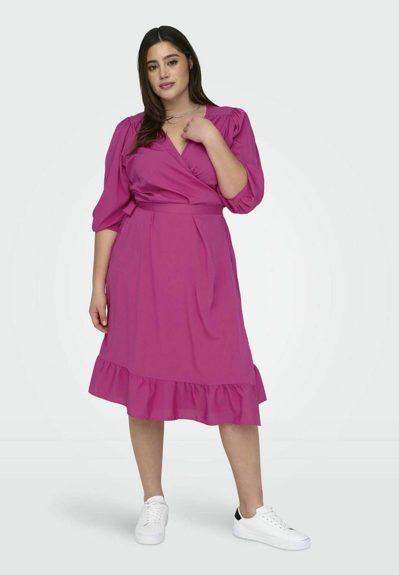 ONLY Carmakoma CARLIVIA 3/4 WRAP - Päevakleit - fuchsia purple