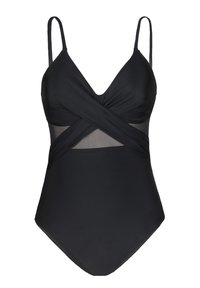 Cupshe MIT V-AUSSCHNITT FÜR EINGEWICKELTER-MIT BAUCHKONTROLLE UND VERSTELLBAREN SPAGHETTITRÄGERN - Traje de baño - schwarz
