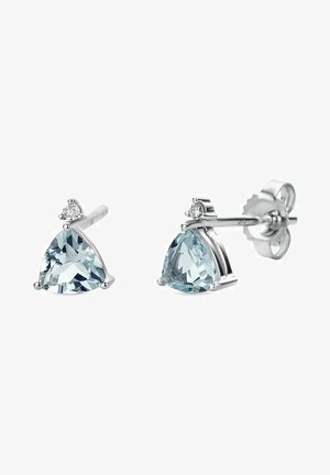 DIAMANT L'ÉTERNEL, 9 KARAT 375 AQUAMARINE 0 8CT DIAMOND 0 02CT - Kolczyki
