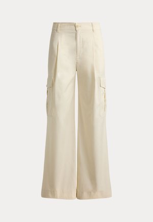 Lauren Ralph Lauren, PLEATED COTTON TWILL WIDE-LEG CARGO PANT - Kapsáče - mascarpone cream