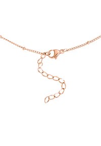 Roze gouden ketting met een karabijnsluiting en ovale schakels, voorzien van een textuur en een verstelbare lengte.