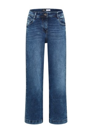 Cecil, WIDE-LEG JEANS WITH GALLOON STRIPES - Jean droit - mid blue wash
