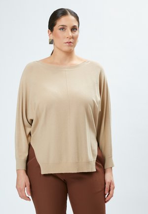 SIDE SLIT HEM - Striktrøje - beige