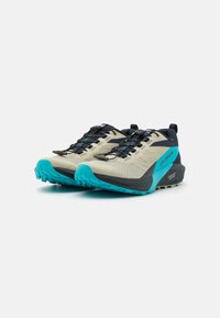 Salomon SENSE RIDE 5 - Trail hardloopschoenen - alfalfa/carbon/peacock blue