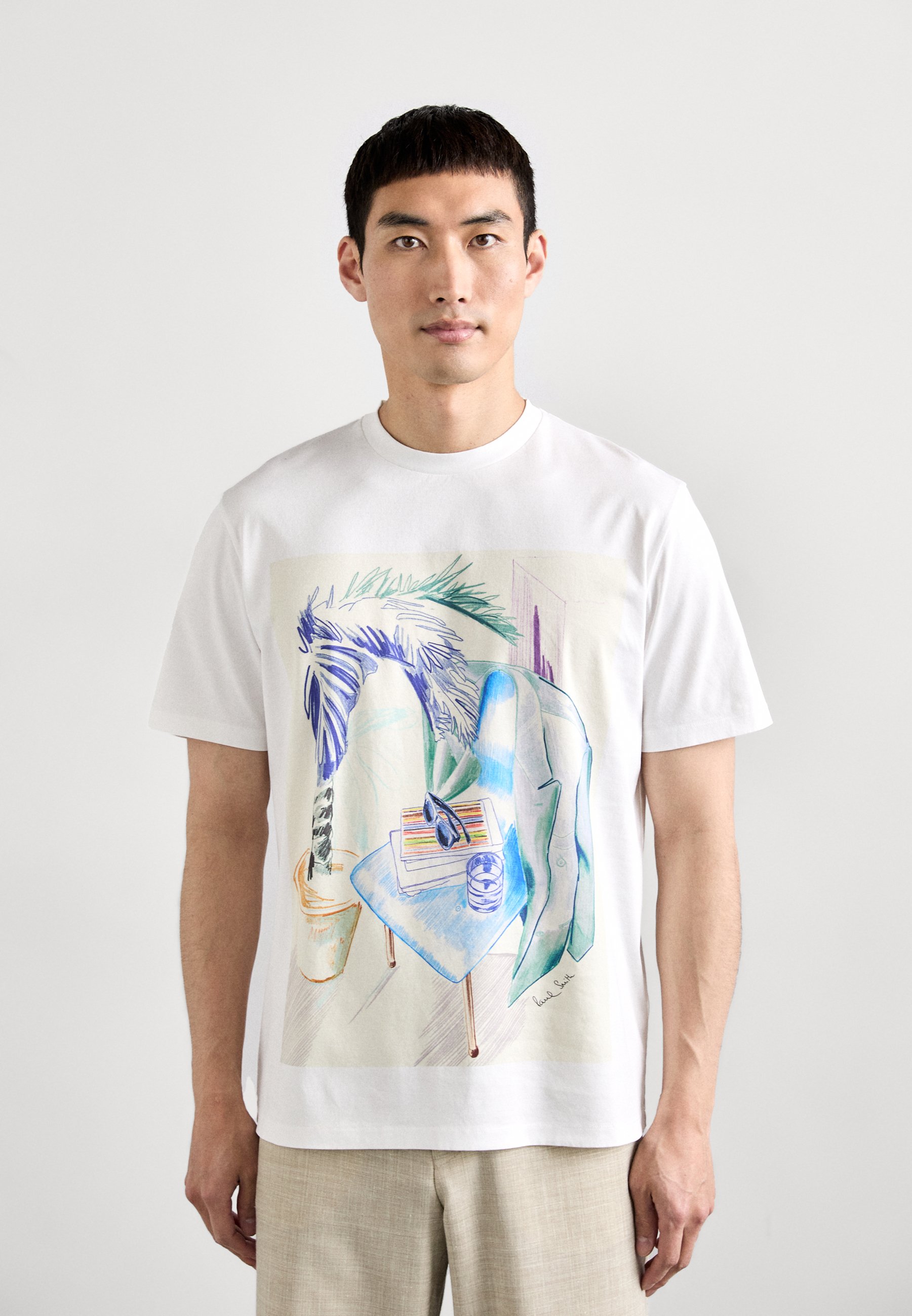 【関税込み】Paul Smith ホワイト Life Drawing Tシャツ Paul Smith LIFE DRAWING - Print T-shirt - white - Zalando.co.uk