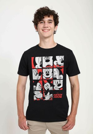 MICKEY CLASSIC MICKEY MOUSE EXPRESSION GRID UNISEX - T-shirts print - black