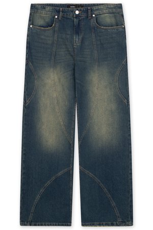 FAVELA DOUBLE LAYER - Džínsy široké - dark blue