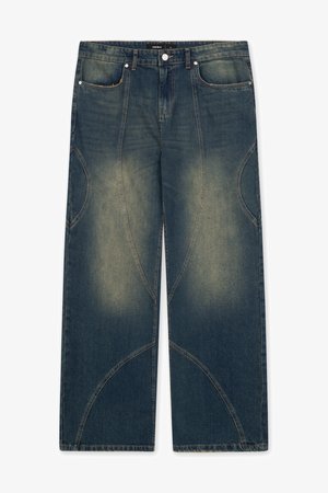 FAVELA DOUBLE LAYER - Blugi loose fit - dark blue