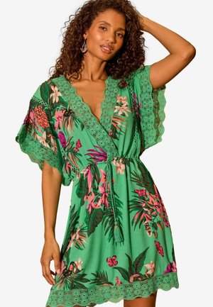Love & Roses REGULAR FIT - TRIM DETAIL BELTED COVER-UP - Doplnky na pláž - green tropical