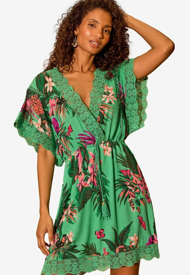 Love & Roses REGULAR FIT - TRIM DETAIL BELTED COVER-UP - Strandkiegészítő - green tropical