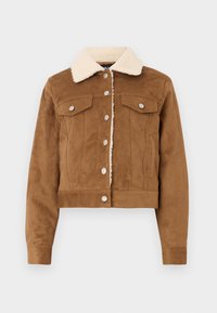 ONLTULIP LIFE MIX JACKET - Faux leather jacket - cognac/teddy birch