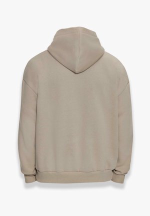 Hellbeige Kapuzensweatshirt mit lockerer Passform, ausgestattet mit gerippten Bündchen und Saum. Glatte Textur und keine sichtbaren Logos oder Muster.
