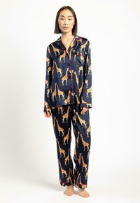 Chelsea Peers GIRAFFE REVERE COLLAR BUTTON UP LONG SET - Pyjama - navy
