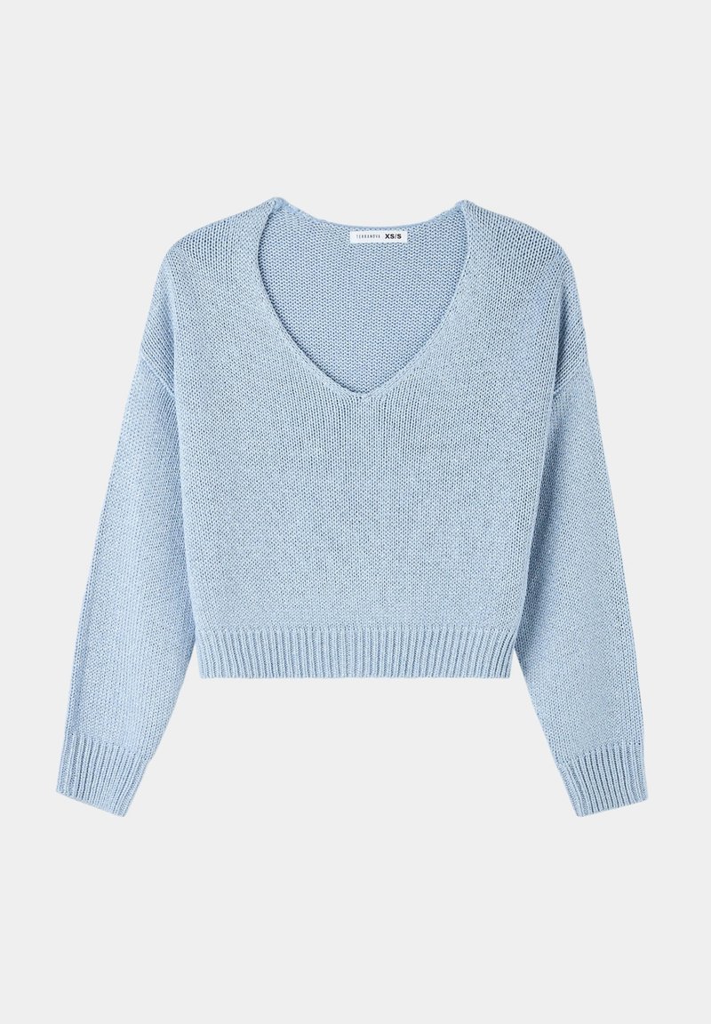 Celeste Maglioncino Donna Azzurro Terranova SCOLLO A V Maglione