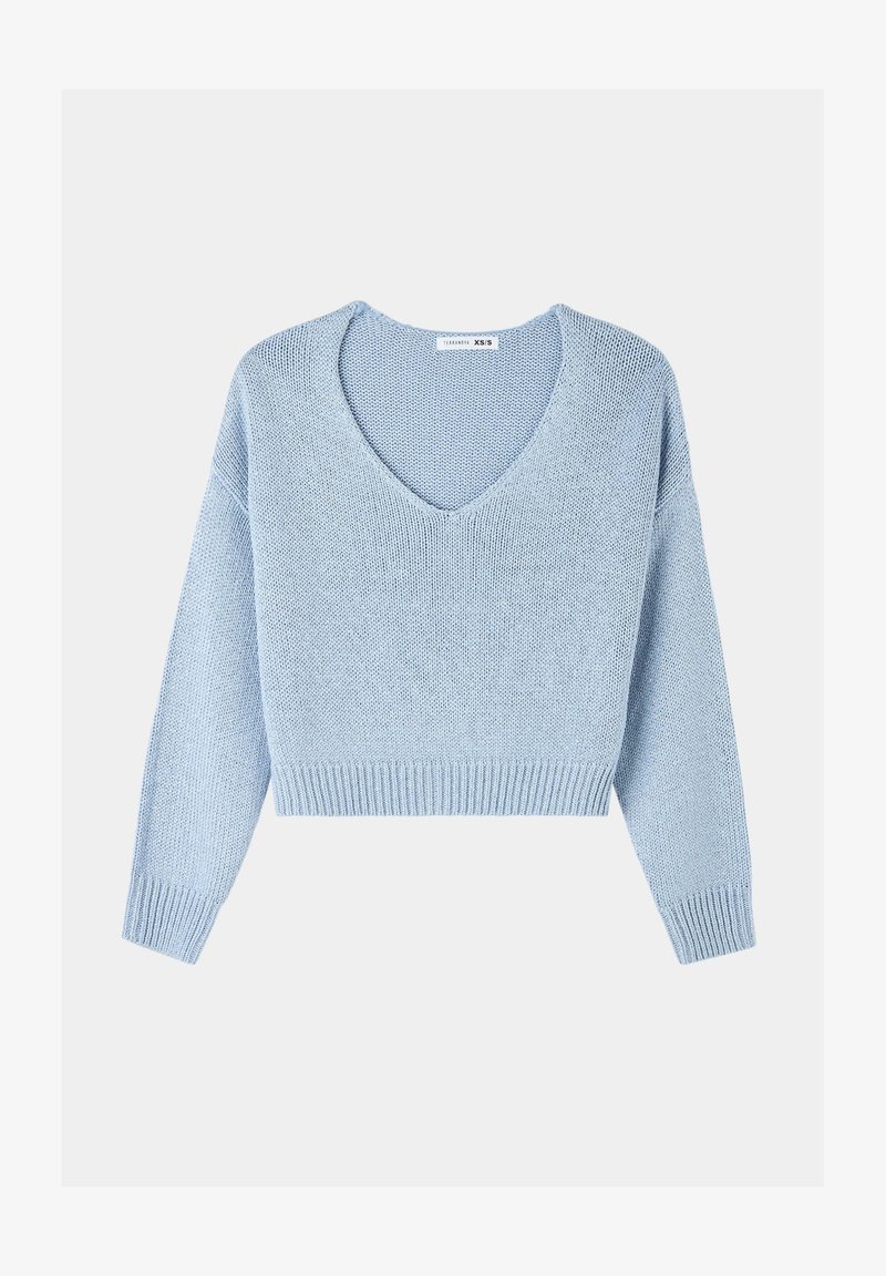 Celeste Maglioncino Donna Azzurro Terranova SCOLLO A V Maglione