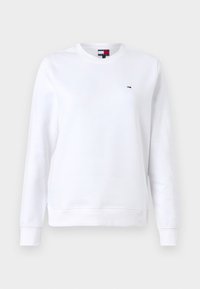 Sudadera blanca de manga larga, con puños y bajo acanalados, que presenta un pequeño detalle del logo en el pecho. Fabricada en suave y duradera tela de algodón.