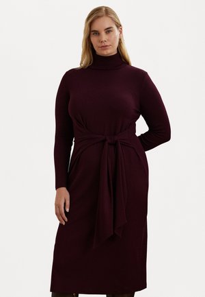 Lauren Ralph Lauren Woman TIE-FRONT TURTLENECK DRESS - Kampsunkleit - pinot noir
