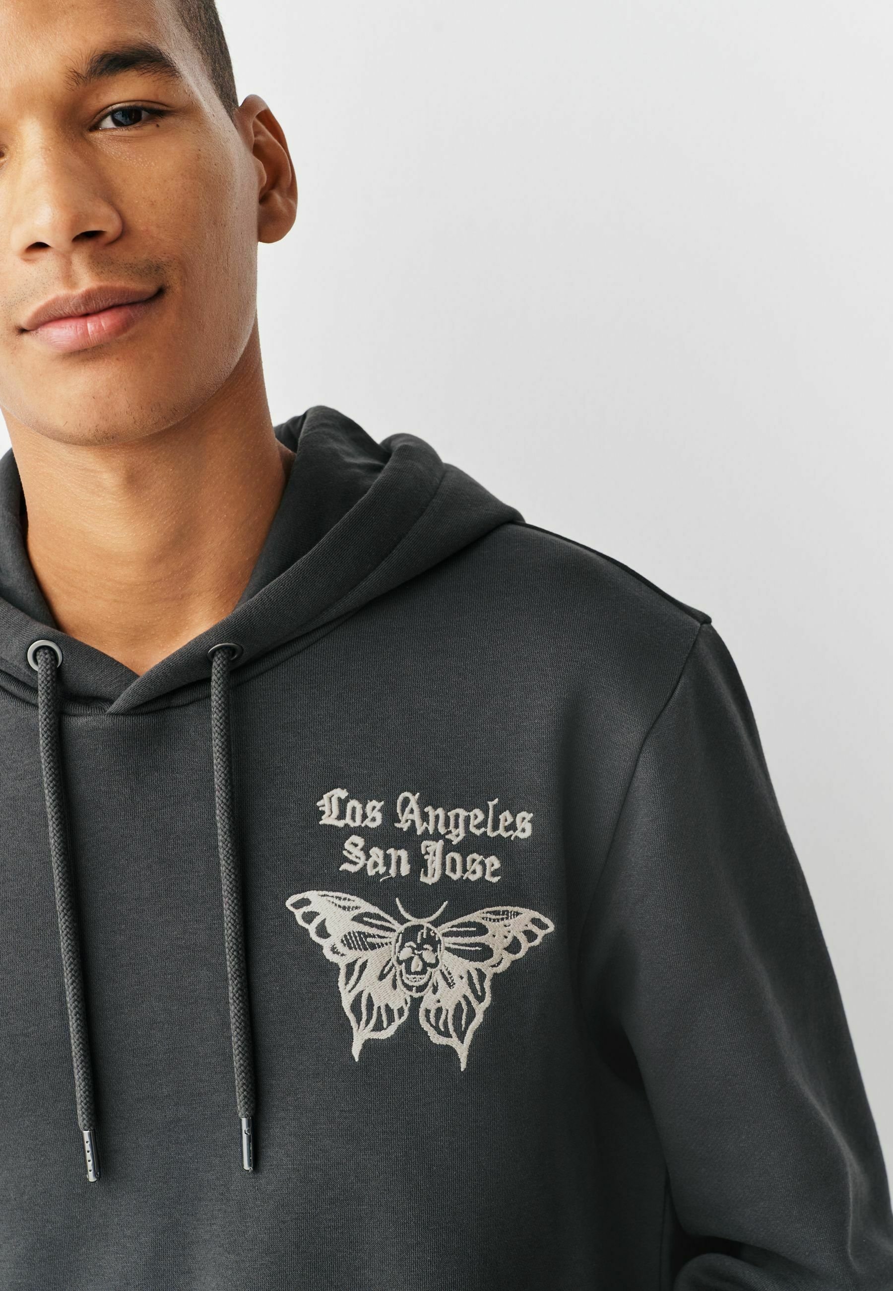 Next EMBROIDERED GRAPHIC - Hoodie - charcoal grey/mottled grey