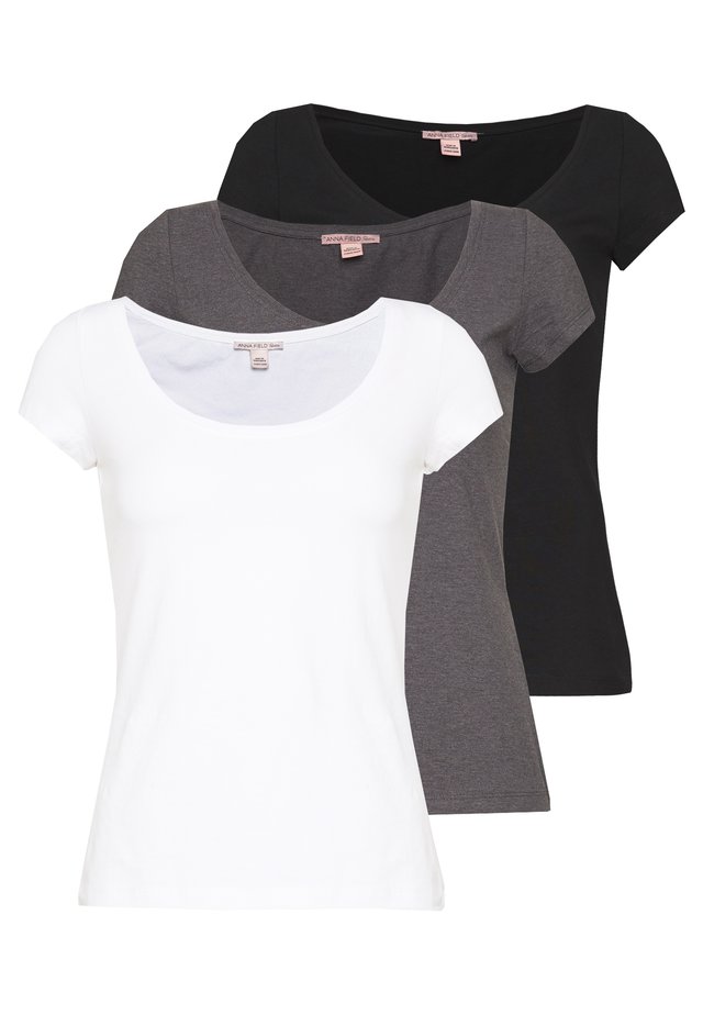 3 PACK - T-Shirt basic - white/black/dark grey