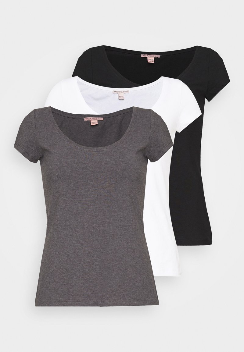 Damen T-Shirts | Anna Field Petite 3 PACK T-Shirt basic white/black/dark grey/weiß - AR83714 Damen T-Shirts | Anna Field Petite 3 PACK T-Shirt basic white/black/dark grey/weiß - AR83714