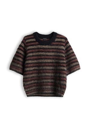 OPUS, SLIM FIT STRIPED TEXTURE - T-Shirt print - cherry jam