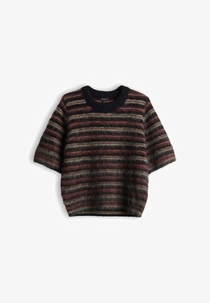 OPUS, SLIM FIT STRIPED TEXTURE - T-Shirt print - cherry jam