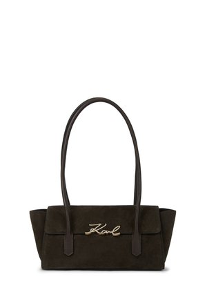 KARL LAGERFELD, SIGNATURE SUEDE - Дамска чанта - tobacco
