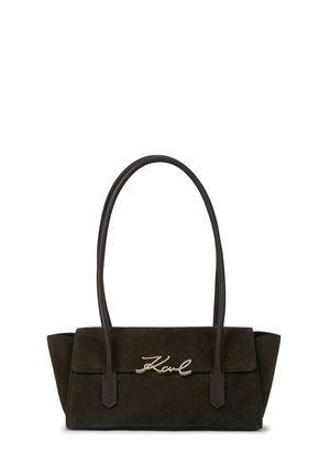 KARL LAGERFELD, SIGNATURE SUEDE - Дамска чанта - tobacco