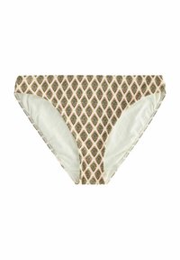Krémové bikini s květinovým diamantovým vzorem v tmavě zelené a růžové. Měkčená, elastická tkanina s hladkým vnitřním podšívkou.