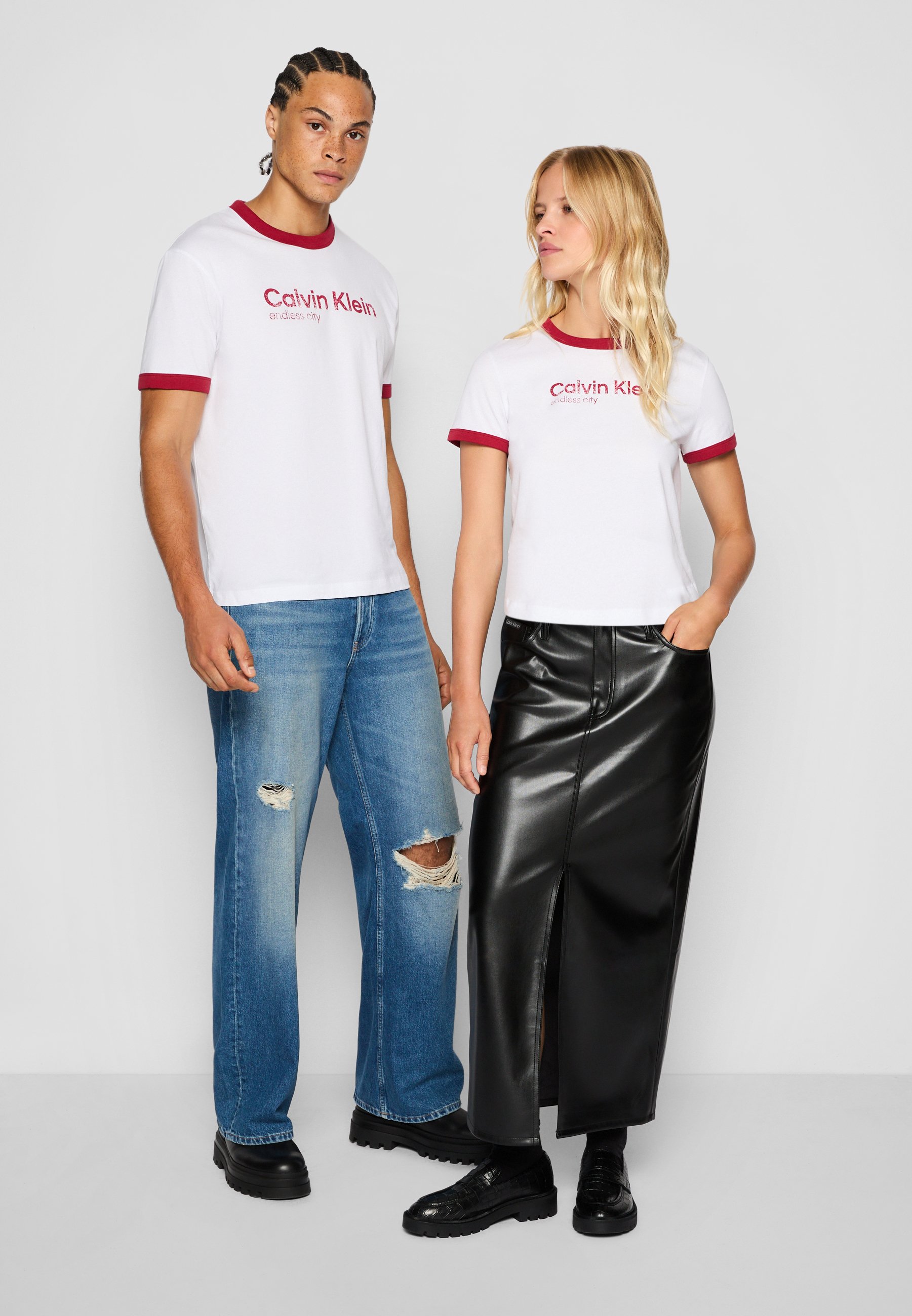 売れ筋商品|||カルバンクライン Tシャツ レディース トップス EXCLUSIVE ENDLESS CITY GRAPHIC BABY TEE - Print T-shirt - bright white Calvin Klein Jeans EXCLUSIVE ENDLESS CITY GRAPHIC TEE UNISEX