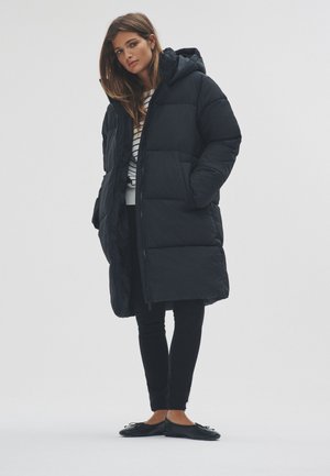 REGULAR FIT - HOODED LONGLINE PADDED  - Talvemantel - black